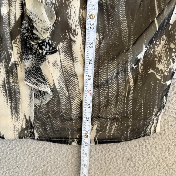 Tara Jarmon Silk Dress Ruffle Gathered Cream Black Designer - Picture 4 of 10